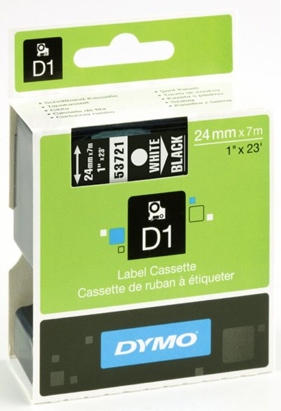 DYMO D1-Schriftband 24 mm x 7 m weiss auf schwarz