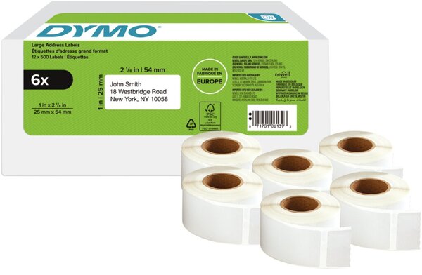 DYMO LW-Rücksendeadress-Etiketten groß 25x54mm 6x 500St/Rol