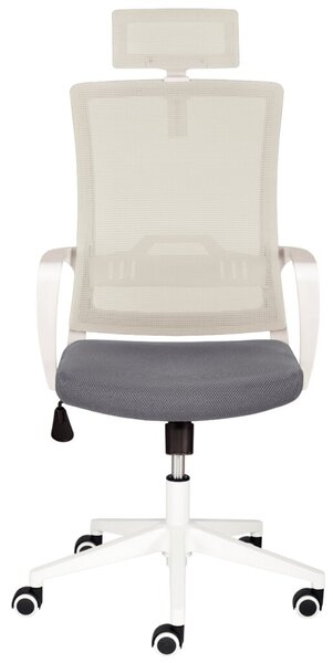 Drehstuhl mit Kopfstütze 2377,Armlehne grau/silbergrau, Hoher Netzrücken