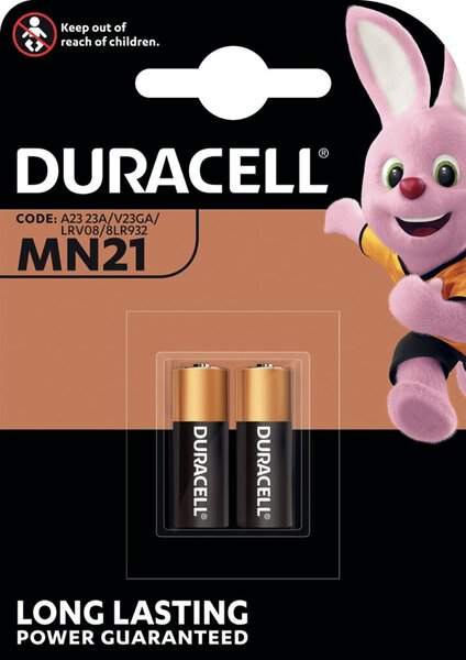 Duracell Batterie für Schließanlagen und Fernbedienungen, MN21, VE: 2 Stück