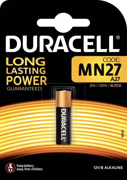 Duracell Batterie für Schließanlagen und Fernbedienungen, MN27, VE 1 Stück