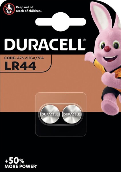 Duracell Knopfzellen, LR44, VE: 2 Stück