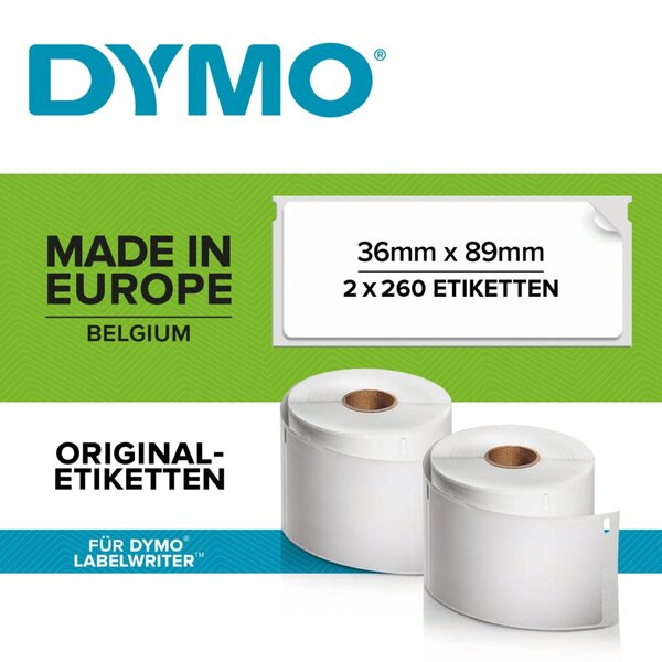 Dymo Adress-Etiketten groß 36 x 89 mm weiß 2x 250 St. 99012