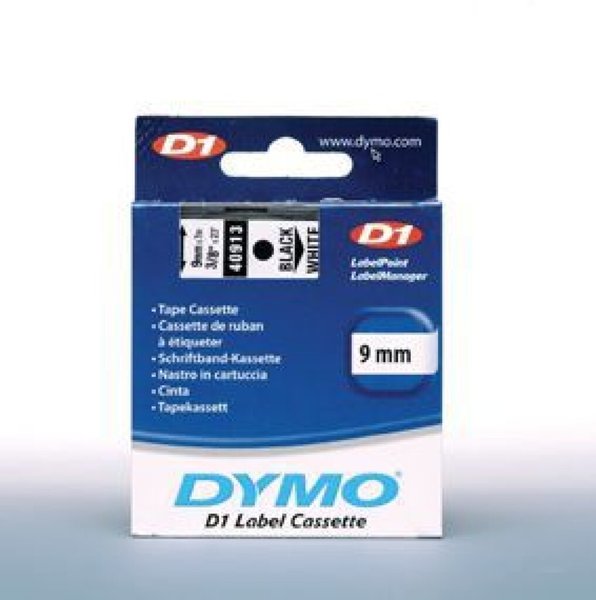 Dymo D1 Schriftband 9 mm x 7 m schwarz auf weiß