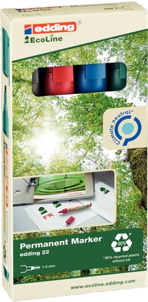 EDDING 4er Perm.-M. Edding 22 Farbs.; 1 Pack = 4 St.