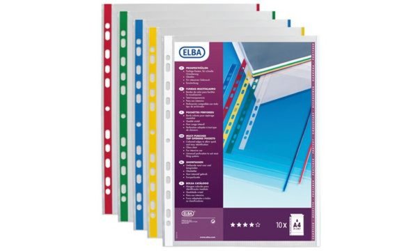 ELBA Prospekthülle, DIN A4 mit farbigem Rand, PP, grün 0,09 mm, glasklar