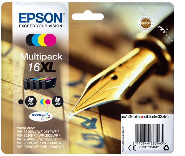EPSON 16XL Multipack 4er Pack XL Schwarz, Gelb, Cyan, Magenta Tintenpatrone