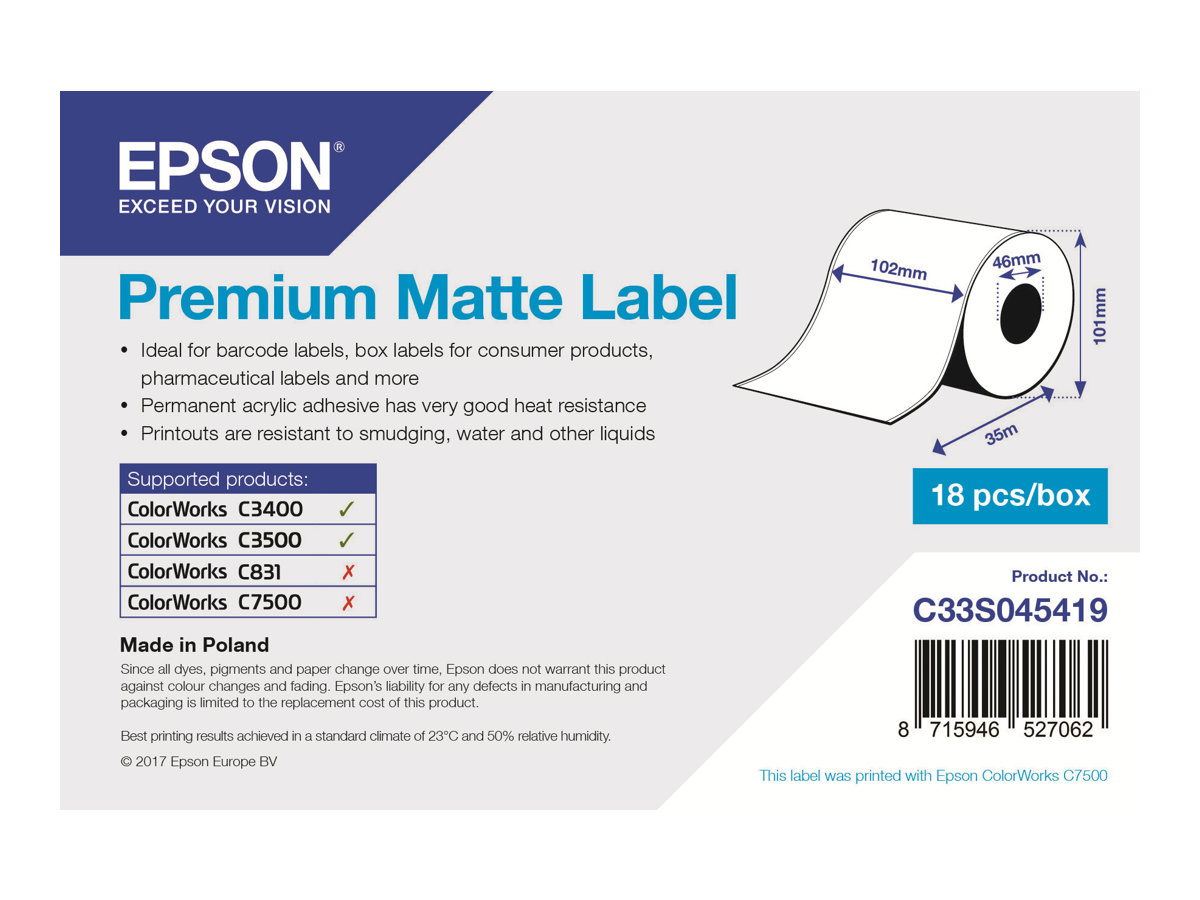 EPSON 1ROLL PREMIUM MATTE LABEL CONT