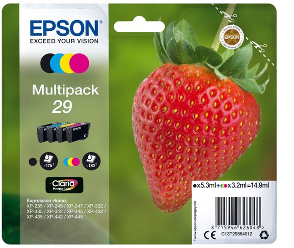 EPSON 29 Multipack 4er Pack Schwarz, Gelb, Cyan, Magenta Tintenpatrone