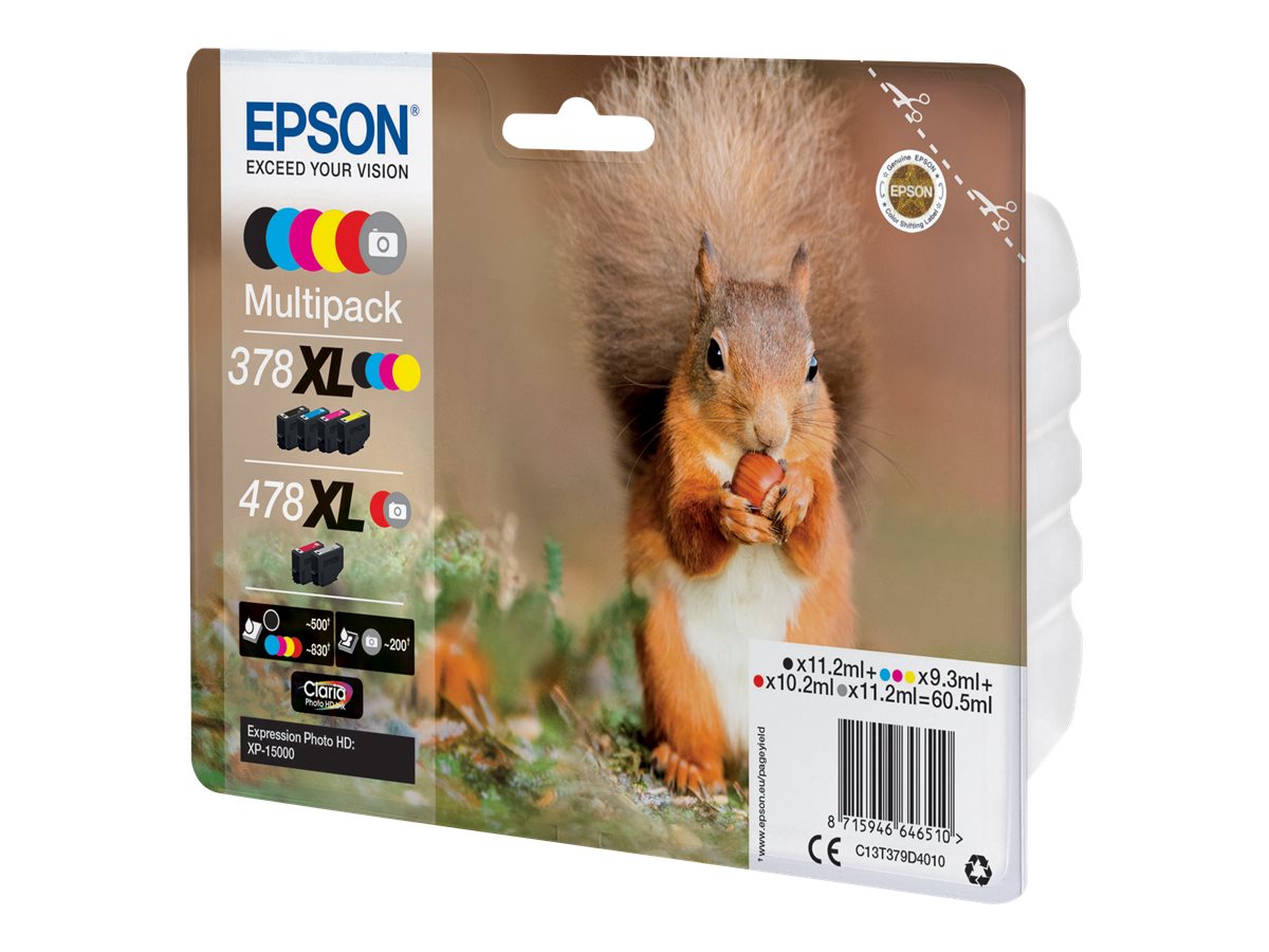EPSON 478XL Multipack 6er Pack Grau, Schwarz, Gelb, Cyan, Magenta, Rot Tintenpa