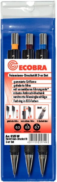 Ecobra Druckbleistift-Set mit 3 Stiften in 0,3/0,5/0,7 mm