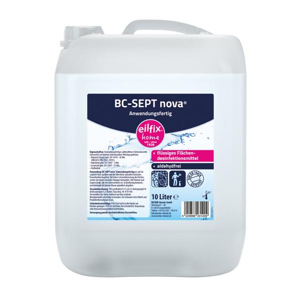 Eilfix® home BC-SEPT nova | 10 Liter <br>anwendungsfertig, aldehydfreies Flächendesinfektionsmittel mit breitem mikrobioziden Wirkungsspektrum<br>+++ DESINFEKTIONSMITTEL VORSICHTIG VERWENDEN. VOR GEBRAUCH STETS ETIKETT UND PRODUKTINFORMATIONEN LESEN. +++