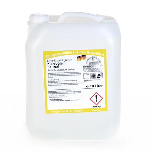 Erster Erzgebirgischer Klarspüler Neutral | 10 Liter ph-Wert 7, für alle Gewerbespülmaschinen
