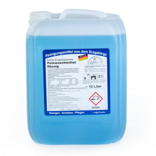 Erstes Erzgebirgisches Feinwaschmittel flüssig | 10 Liter <br>hochkonzentriertes Feinwaschmittel für alle feinen Textilien, 30°C, 40°C, 60°C