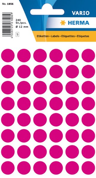 Etikett 12 mm Farbpunkt pink 240 Etiketten à 1Packung