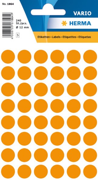 Etikett 13 mm Farbpunkt leuchtorange 240 Etiketten à 1 Packung