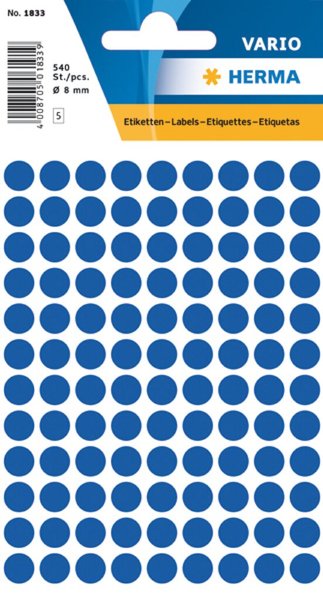 Etikett 8mm Farbpunkt d.blau 540Et 1Pack