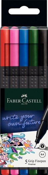 FABER-CASTELL Fineliner GRIP FINEPEN, 5er Kartonetui