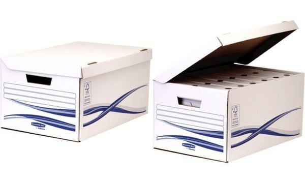 FELLOWES BANKERS BOX Basic Archiv-Klappdeckelbox Maxi, blau aus 100% recyceltem
