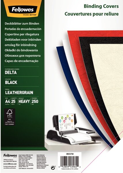 FELLOWES Deckblatt Delta 5373802 DIN A4 schwarz 25 St./Pack