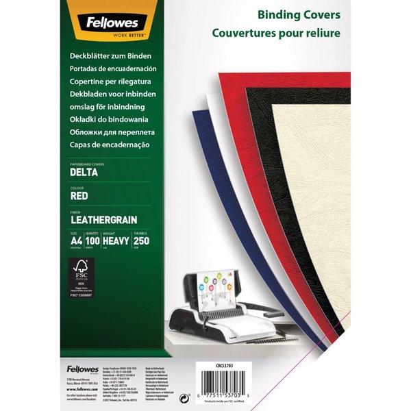 FELLOWES Delta - Bindemappe - A4 (210 x 297 mm) - Rot - 250 g/m2 - 100 Stck. - 