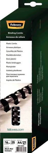 FELLOWES Plastic Comb - 16 mm - 30cm - 21 Ringe - A4 (210 x 297 mm) - 120 Blätt