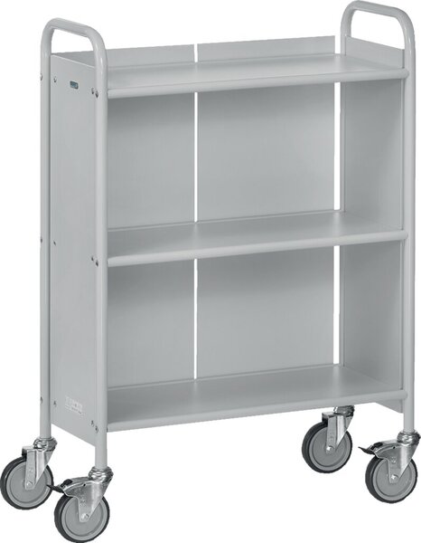 Bürowagen m. 3 Böden, Ladefläche 720x 350mm, 4 Lenkrollen, 2 feststellbar,