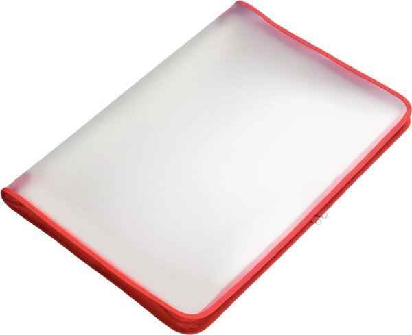 Transparent-Portfolio, A3, rot, Folie matt, mit Textil-Reißverschluss