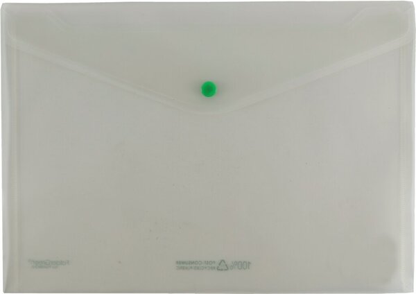 Sichttasche, DIN A4 quer, mit Druck- knopf, farblos transparent glänzend,