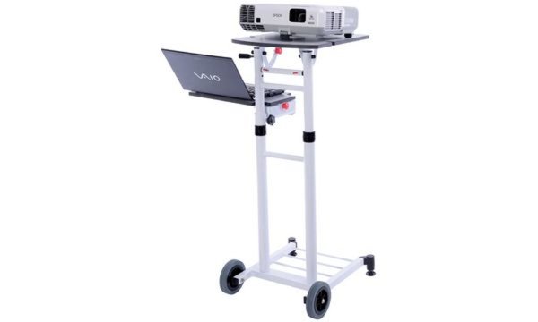 FRANKEN Präsentationsstation Travel, weiß aus Stahl, verwendbar für Beamer und 