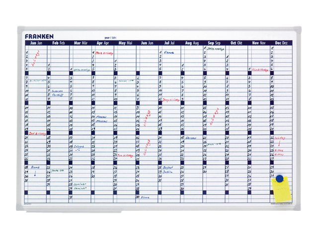 FRANKEN X-tra!Line Planungstafel Jahreskalender, 900x600 mm Tafel magnethaftend