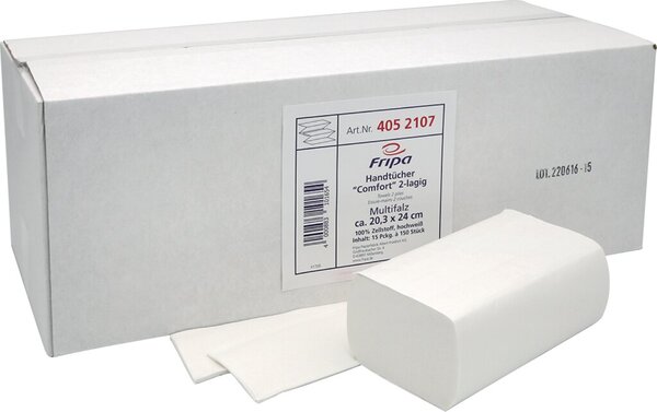 Falthandtuch COMFORT 20,3 x 24 cm Z-Falz, hochweiß mit Dekorprägung,
