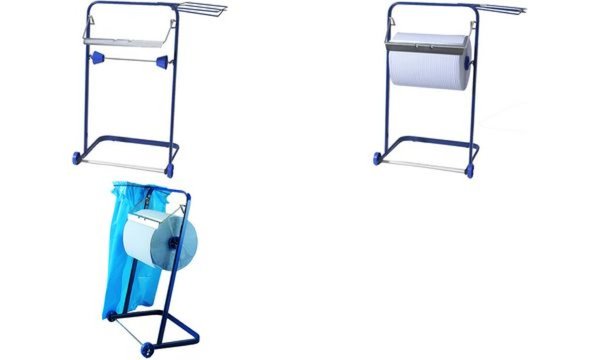 FRIPA Putzrollen-Standgerät, aus Metall, blau inkl. Abfallsackhalterung, für Pu