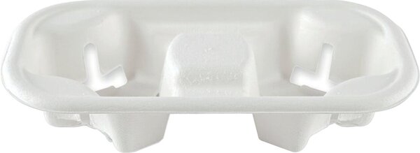 Bio Becherhalter Double Zuckerrohr weiß, für 2 Becher