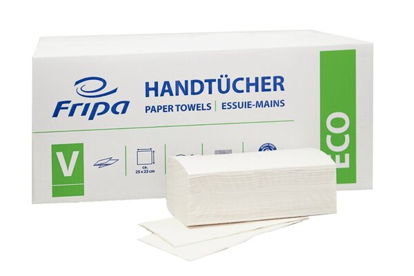 Falthandtuch ECO 25 x 23 cm V-Falz, weiß, 2-lagig,