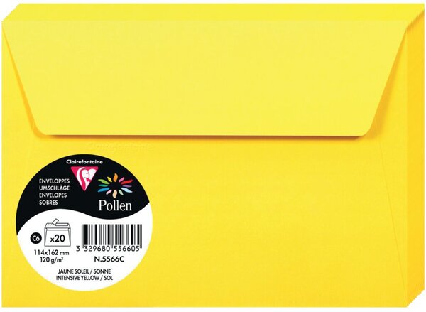 Farbiger Umschlag C6 120g/qm HK Sonne 20 Stück