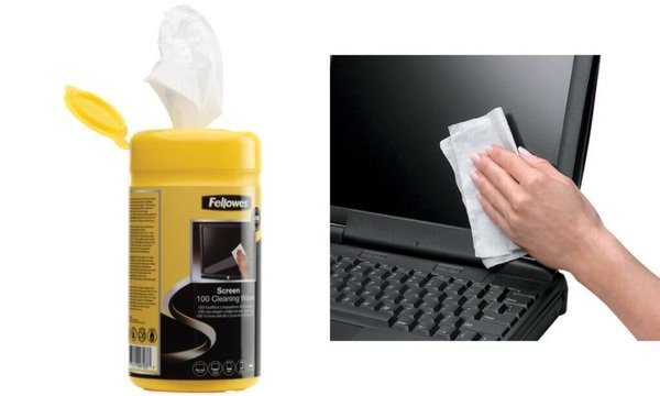 Fellowes Bildschirm-Reinigungstücher Spenderdose mit 100 Stück