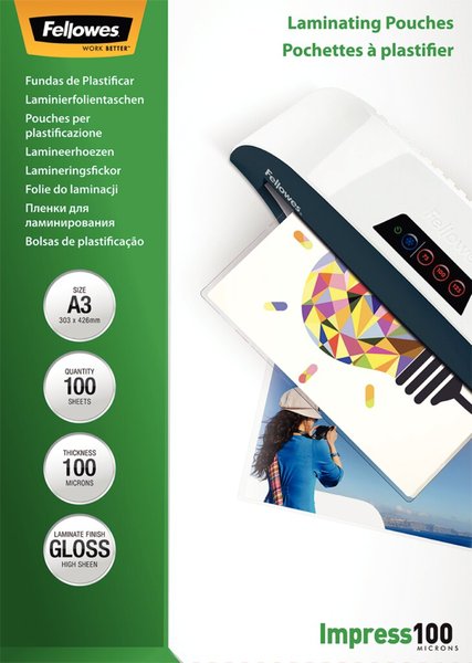 Fellowes Laminierfolie A3 100 mic glänzend - 100 Stück