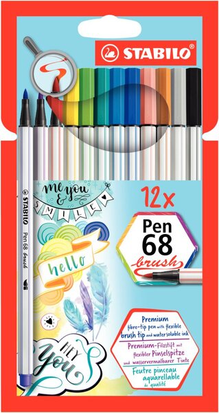 Filzstift Pen 68 brush 12er Etui, Strichstärke: variabel