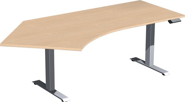 Elevate Basic Elektro-Hubtisch 2166x1130x730-1230 buche/silber