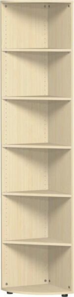 Eckabschlußregal 6 OH 2160x400x400 mit Standfüßen, Ahorn, Flex