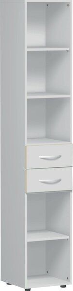 Regal 6 OH mit 2 Schüben und Stand- füßen, Lichtgrau, 400x400x2162