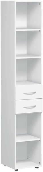 Regal 6 OH mit 2 Schüben und Stand- füßen, Weiß, 400x400x2163