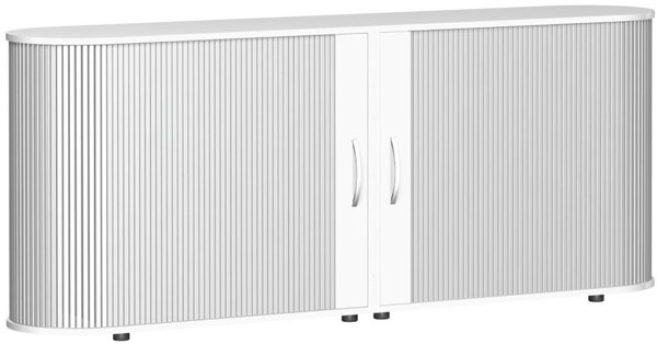 Sideboard 2 OH Flex mit Standfüßen silber/weiß