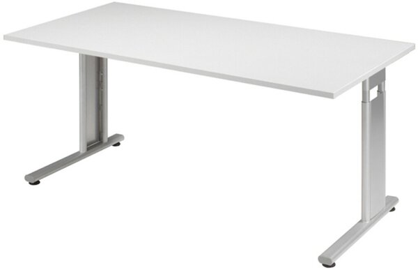 Arbeitstisch C-Fuß Flex Lichtgrau/ Silber, höhenverstellbar