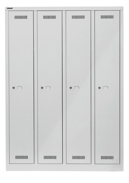Garderobenschrank MonoBloc aus Stahl, komplett in lichtgrau