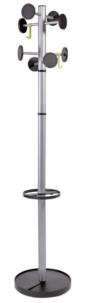 Garderobenständer 175cm, metallgrau 8 Kleiderhaken, Schirmständer, Stahl