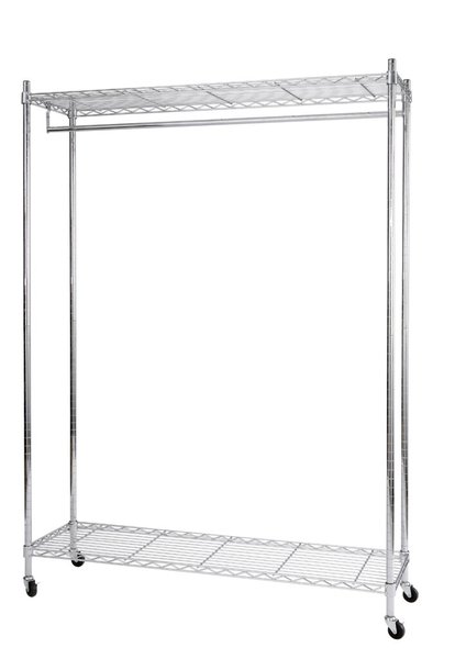 Garderobenwagen, mobil, 4 Rollen chrom, 90x168 cm