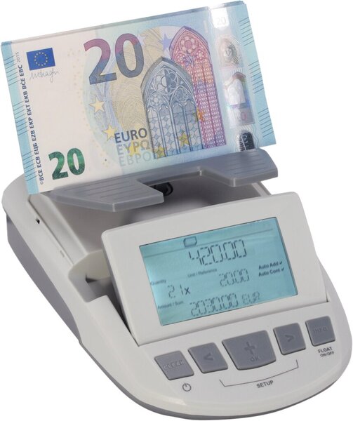 Geldwaage RS 1000 Banknoten + Münzen sortiert zählen