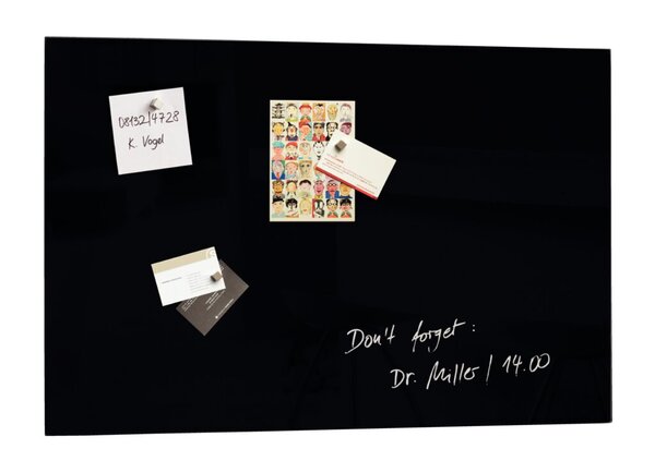 Glas-Magnetboard Artverum, schwarz, inkl. 2 extra starke Magnete und